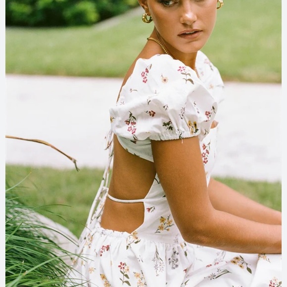 Sabo Skirt Santa Cruz White Floral Print Dress Size Small - Picture 3 of 8